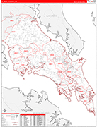 St. Mary's County Wall Map Red Line Style
